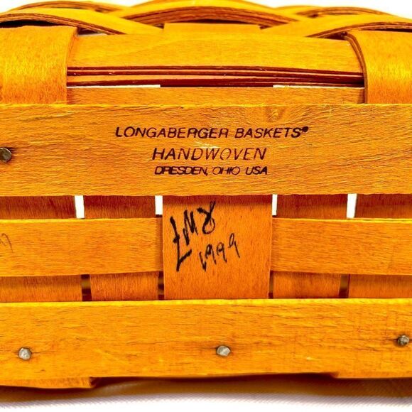 VINTAGE 9x5 RECTANGLE LONGABERGER BASKET with RED PLAID LINER 1999 - Picture 7 of 7